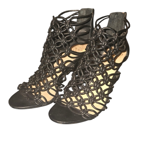 Vince Camuto Woven Black Women's Heeled Sandals - Picture 1 of 6